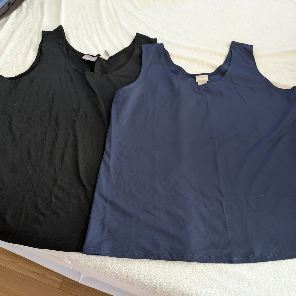 Chico's Black and Navy Tank Tops